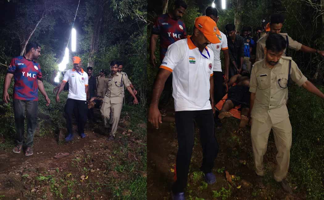 Police helping young man who went to visit Lord Ayyappa and suffer muscle cramps