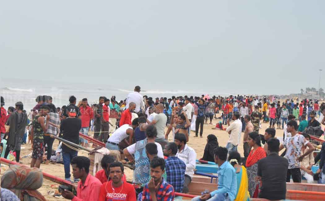 Public gathering near Marina Beach