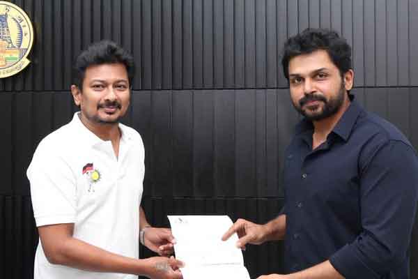 Karthi provided the relief fund for Fengal storm damage