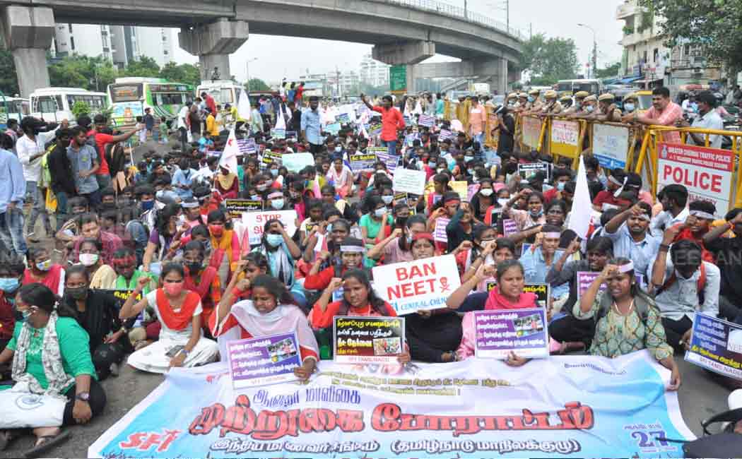 Students involved in the struggle against NEET selection