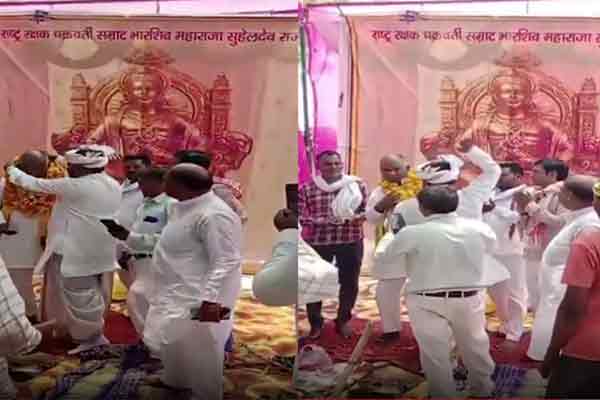 member who garlanded party leader and slapped him uttar pradesh