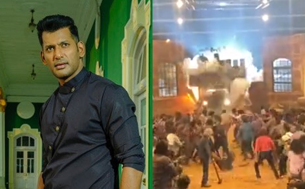 fire accident in vishal mark antony shoting spot