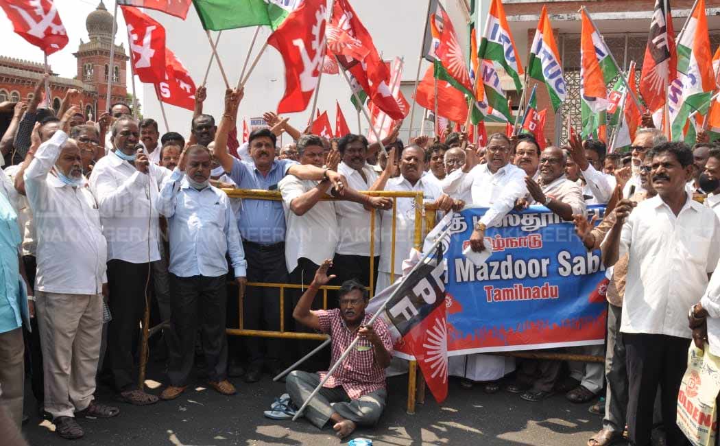 struggle trade unions chennai parrys corner