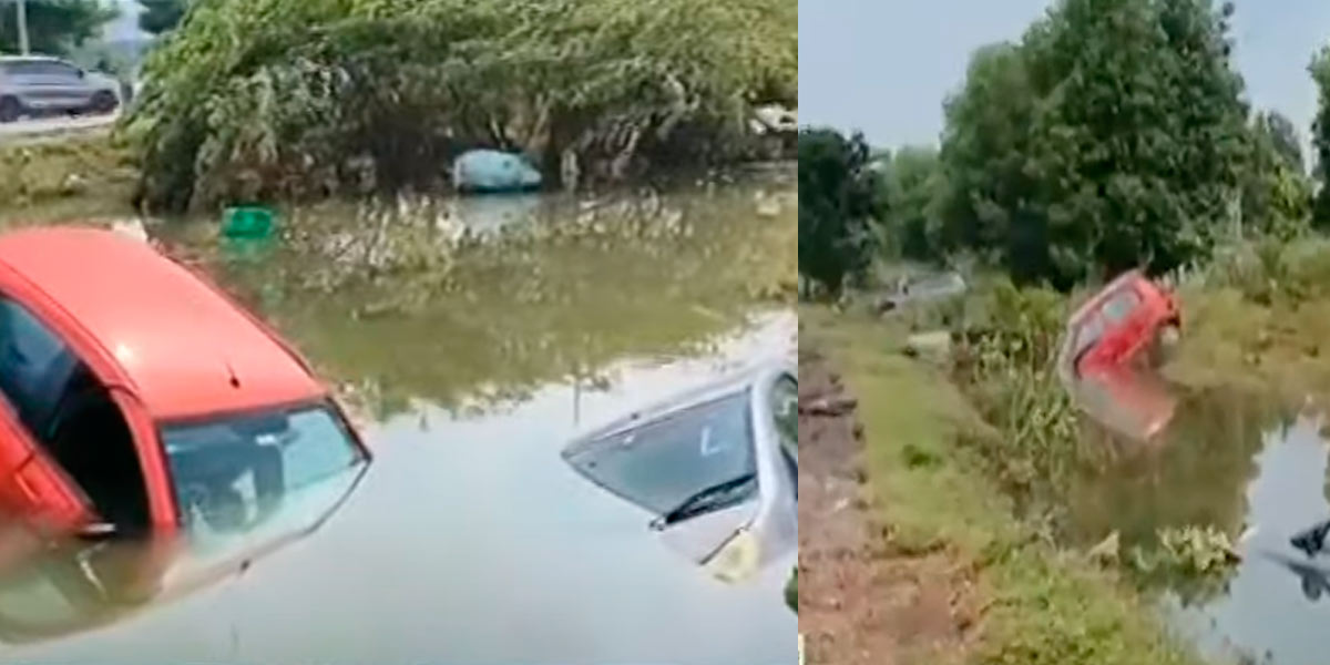 Cars floating like garbage