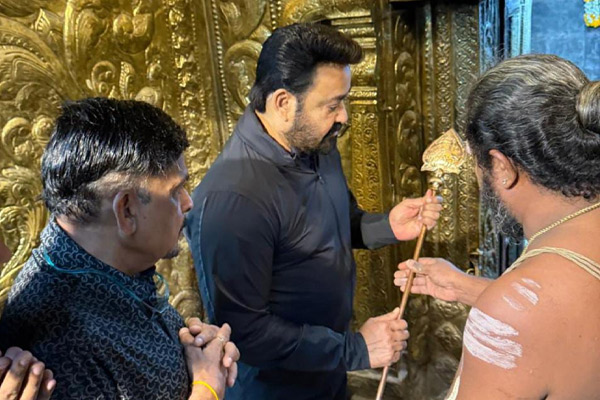 Mohanlal offers golden vel to Lord Murugan at Tirumala