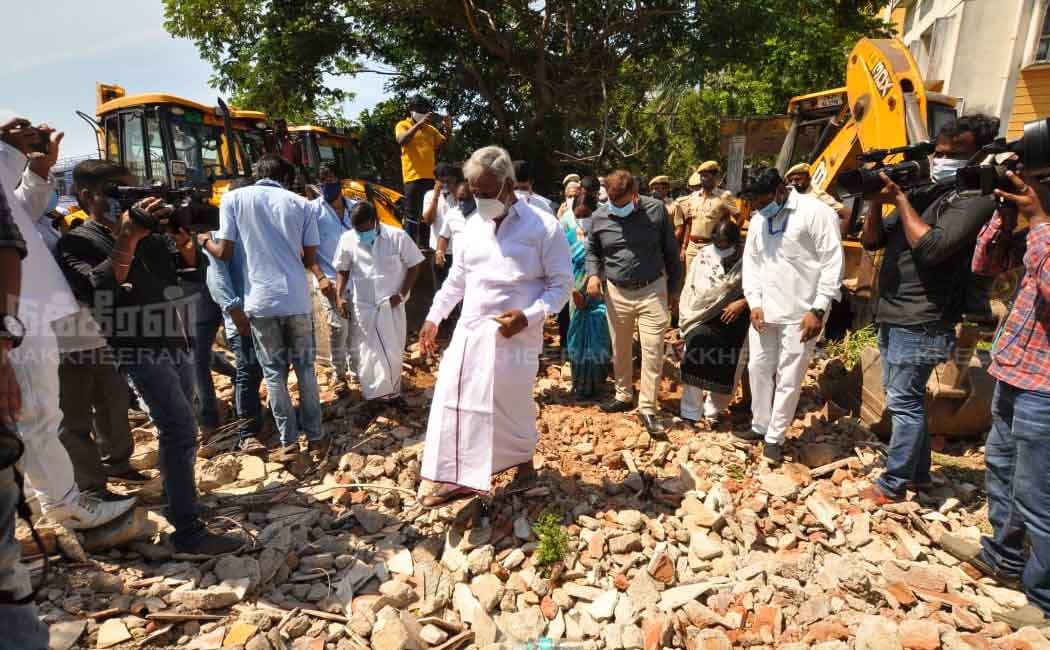 Recovery of temple property; Minister inspects live