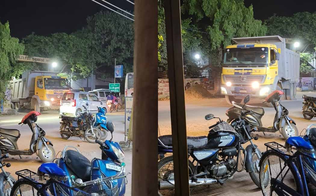 The Revenue Department sent back the stolen sand trucks seized by the police pudukottai