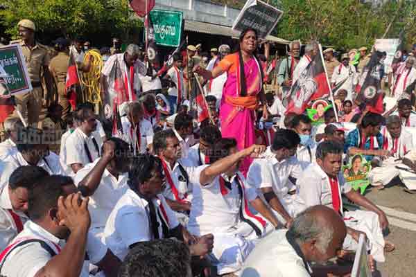 ADMK members waiting to file a petition to Edappadi Palanisamy to change the aalangudi constituency candidate