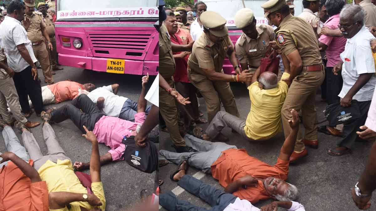 Retired workers who went on strike; Police make arrests (Photos)