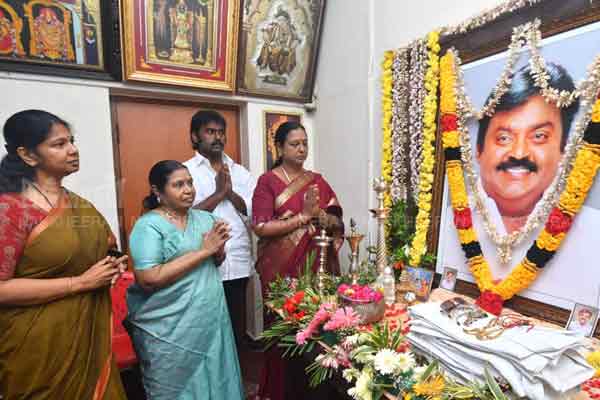 Kanimozhi MP for DMDk chief Vijayakant Respect