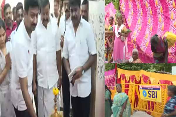 Shacks hidden behind curtains at Deputy Chief Minister Udhayanidhi's event
