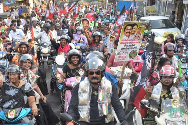 AIADMK bike campaign supporting the candidate in North Chennai constituency!