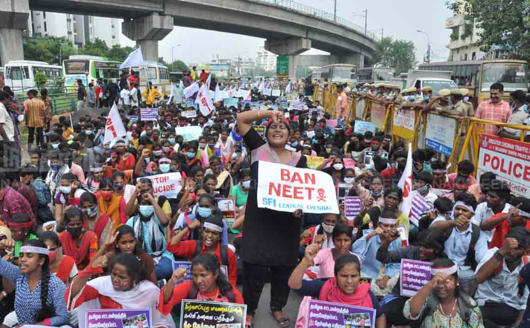 Students involved in the struggle against NEET selection