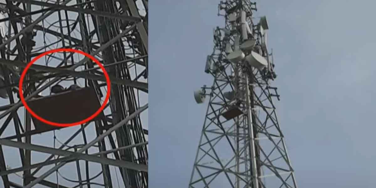 Villagers who fought in support of the young man by climbing the cell phone tower!