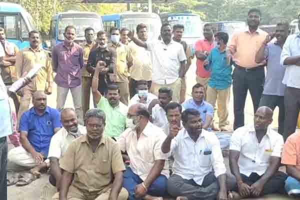 Puducherry State Transport Corporation employees strike!