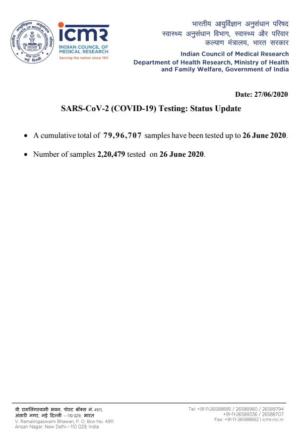 number of samples tested icmr