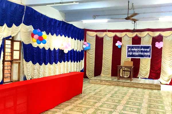 Voting registration center ready with banana trees