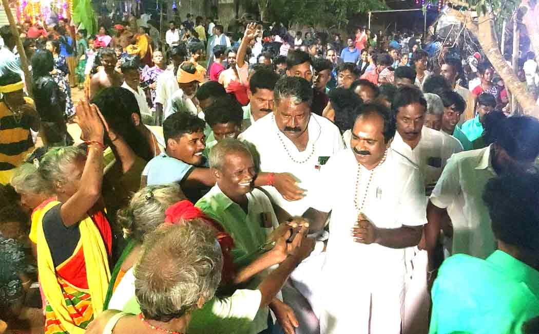 Minister Meyyanathan participates in tribal temple festival