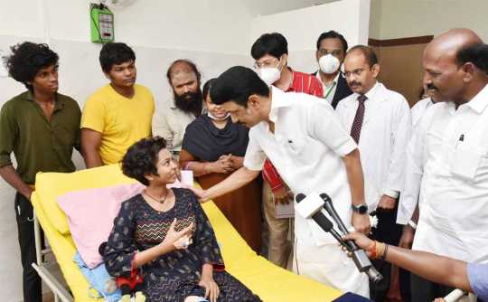 Chief Minister MK Stalin who met student Sindhu in person and inquired about his health!