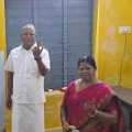 State Secretary of the Communist Party of India in Chidambaram K. Balakrishnan voted